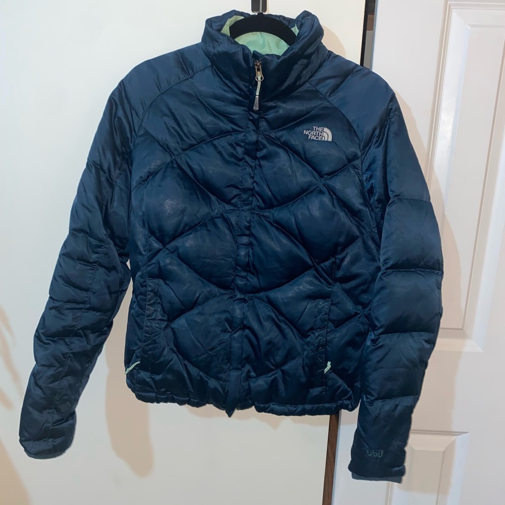Teal North Face Goose Down Puffer